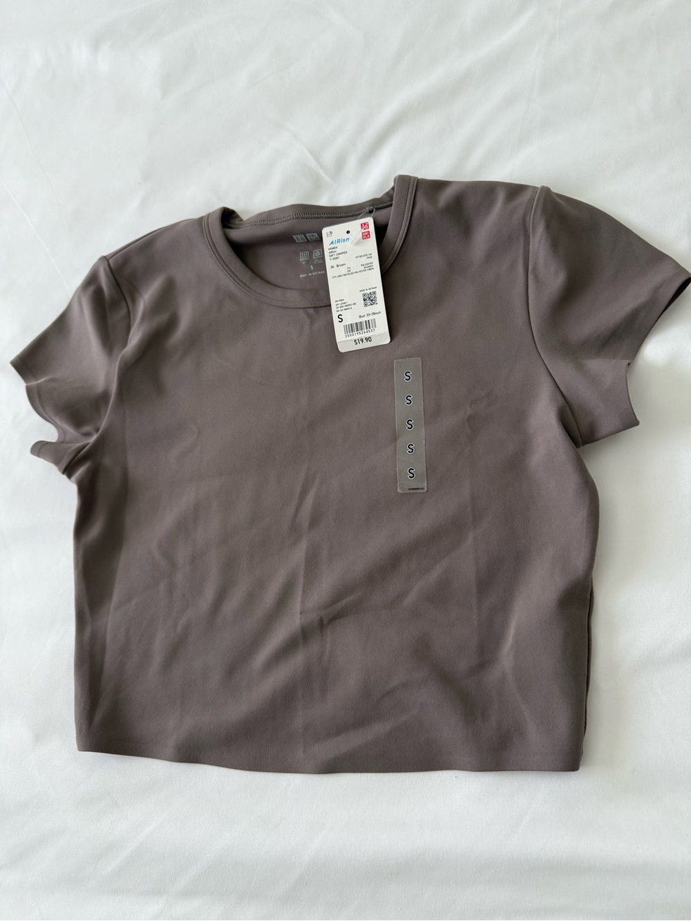 Uniqlo Short Sleeve Crew Neck Top - Taupe Brown